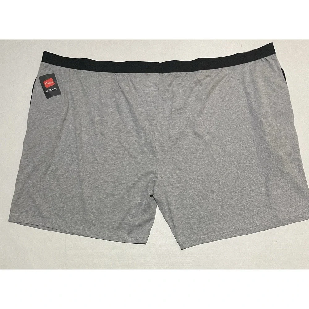NWT Hanes Classics Cotton Blend Boxers Men's Plus‎ Size 7X Lot Of 2 Black Gray